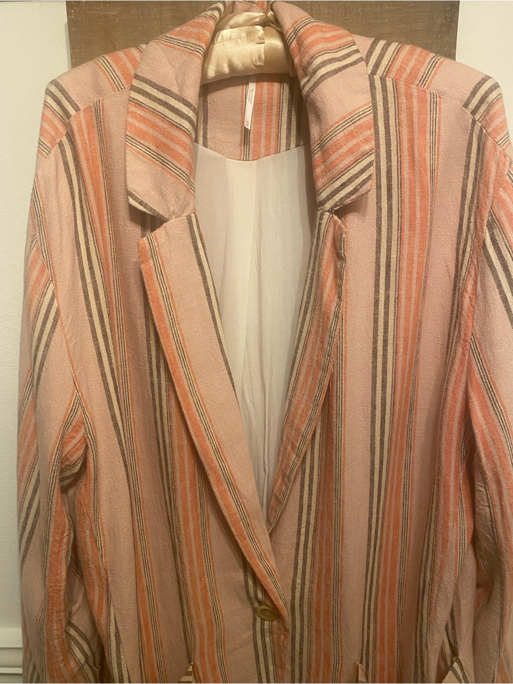 Nwt Free People Linen/Rayon Simply Striped Boyfriend Oversized Sz M/L $148